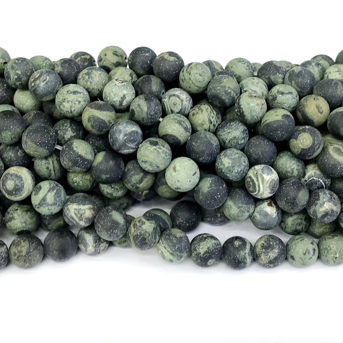 CJP298 Kambaba Jasper Beads Matte Round 8mm 15" Strand