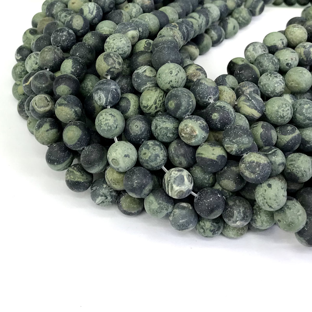 CJP298 Kambaba Jasper Beads Matte Round 8mm 15" Strand