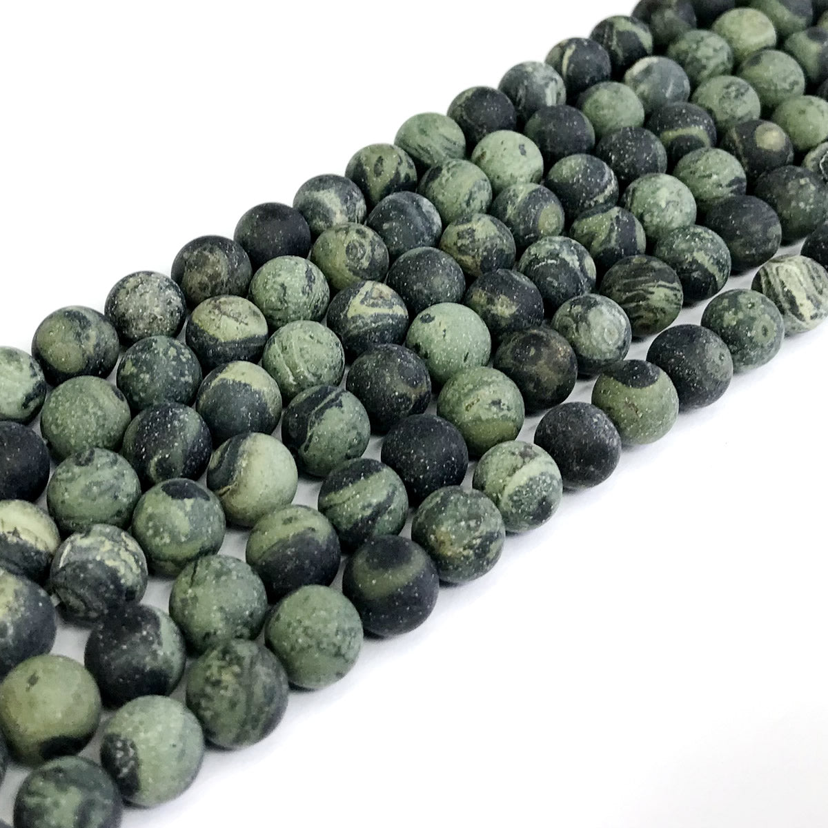 CJP299 Kambaba Jasper Beads Matte Round 10mm 15" Strand