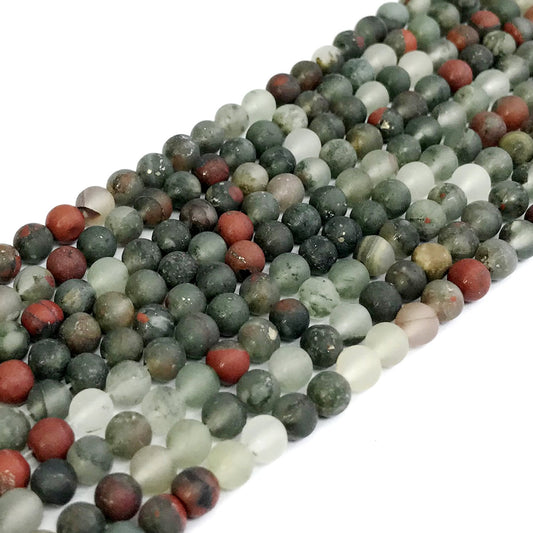 CJP303 Blood Jasper Beads Matte Round 4mm 15" Strand