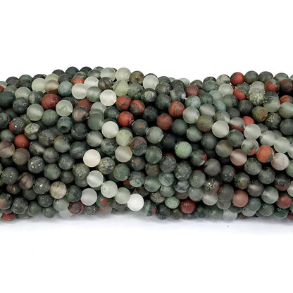 CJP303 Blood Jasper Beads Matte Round 4mm 15" Strand