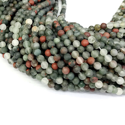 CJP303 Blood Jasper Beads Matte Round 4mm 15" Strand