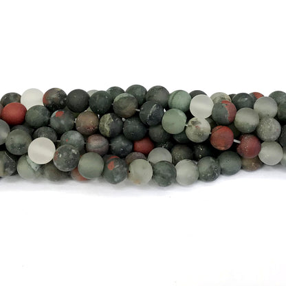 CJP304 Blood Jasper Beads Matte Round 6mm 15" Strand