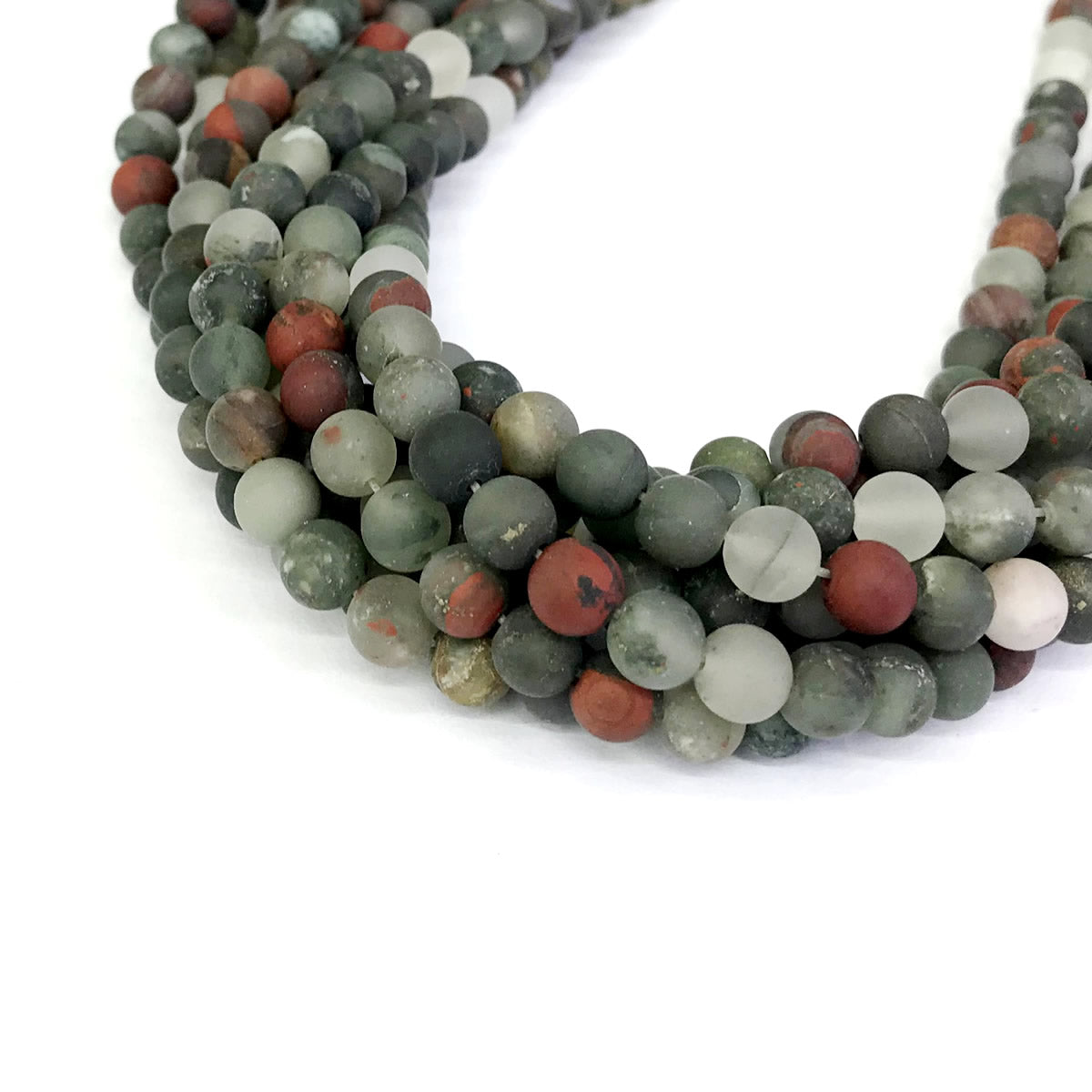 CJP304 Blood Jasper Beads Matte Round 6mm 15" Strand