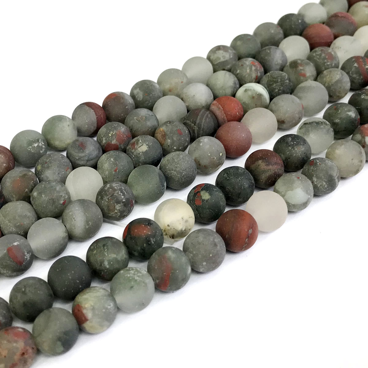 CJP305 Blood Jasper Beads Matte Round 8mm 15" Strand