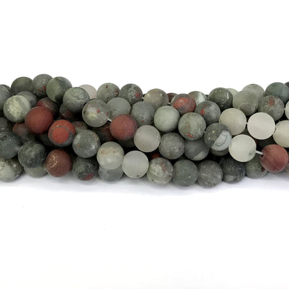 CJP305 Blood Jasper Beads Matte Round 8mm 15" Strand