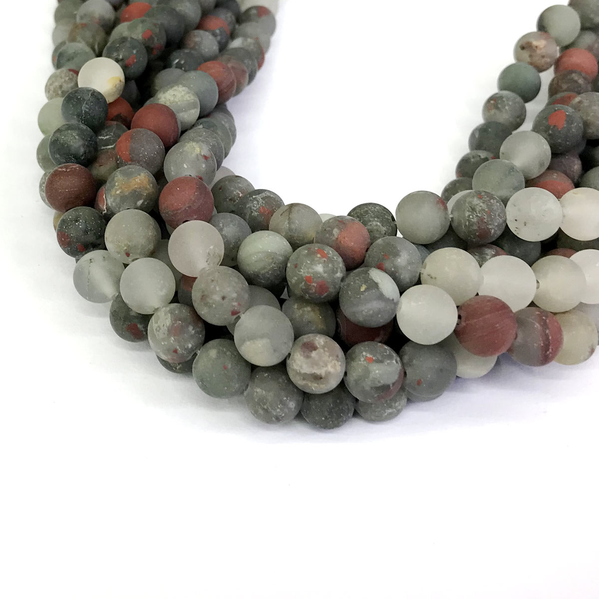 CJP305 Blood Jasper Beads Matte Round 8mm 15" Strand