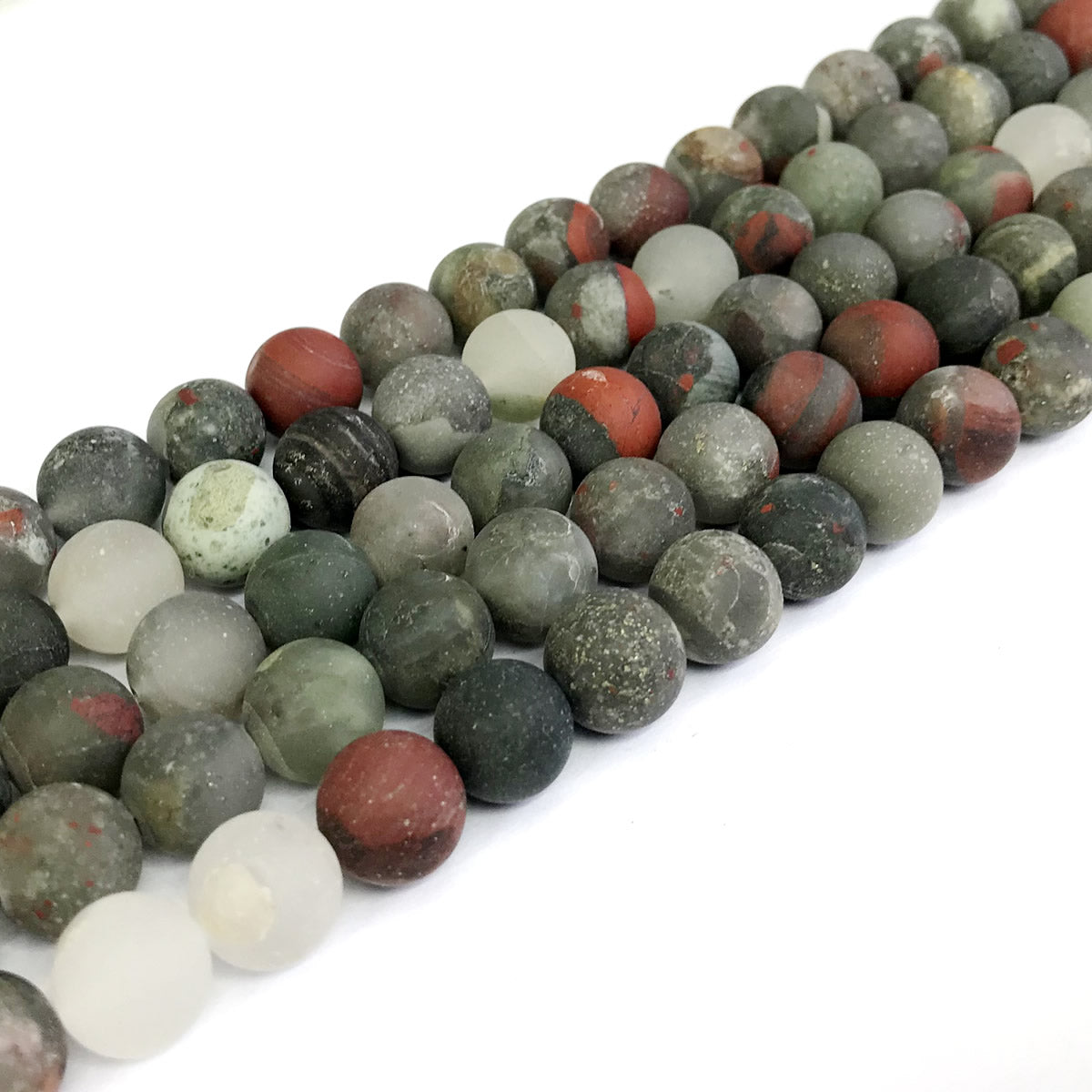 CJP306 Blood Jasper Beads Matte Round 10mm 15" Strand