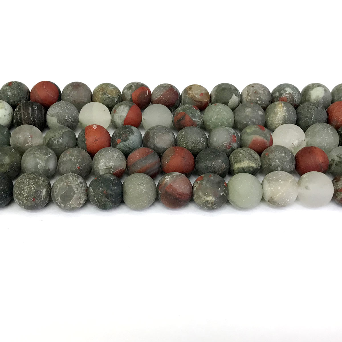 CJP306 Blood Jasper Beads Matte Round 10mm 15" Strand