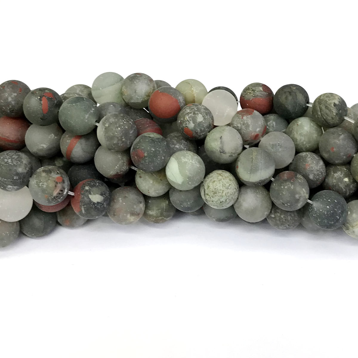 CJP306 Blood Jasper Beads Matte Round 10mm 15" Strand