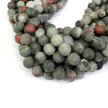 CJP306 Blood Jasper Beads Matte Round 10mm 15" Strand