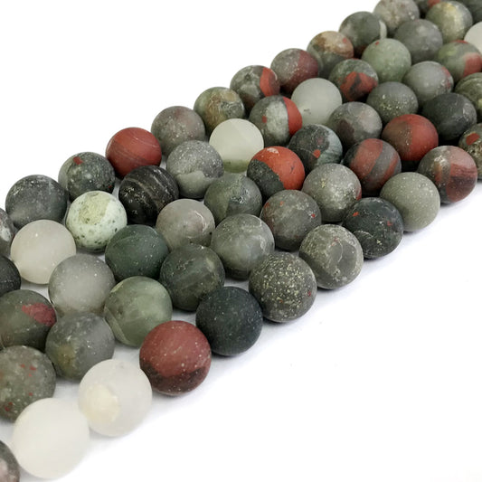 CJP307 Blood Jasper Beads Matte Round 12mm 15" Strand