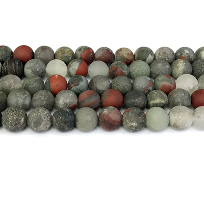 CJP307 Blood Jasper Beads Matte Round 12mm 15" Strand