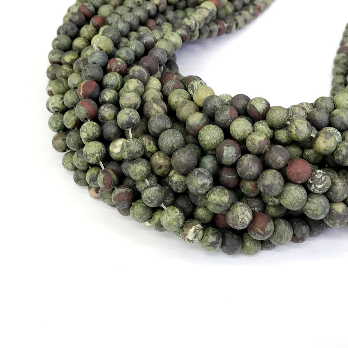 CJP310 Dragon Blood Jasper Beads Matte Round 4mm 15" Strand