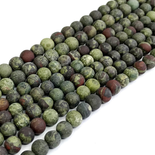 CJP311 Dragon Blood Jasper Beads Matte Round 6mm 15" Strand