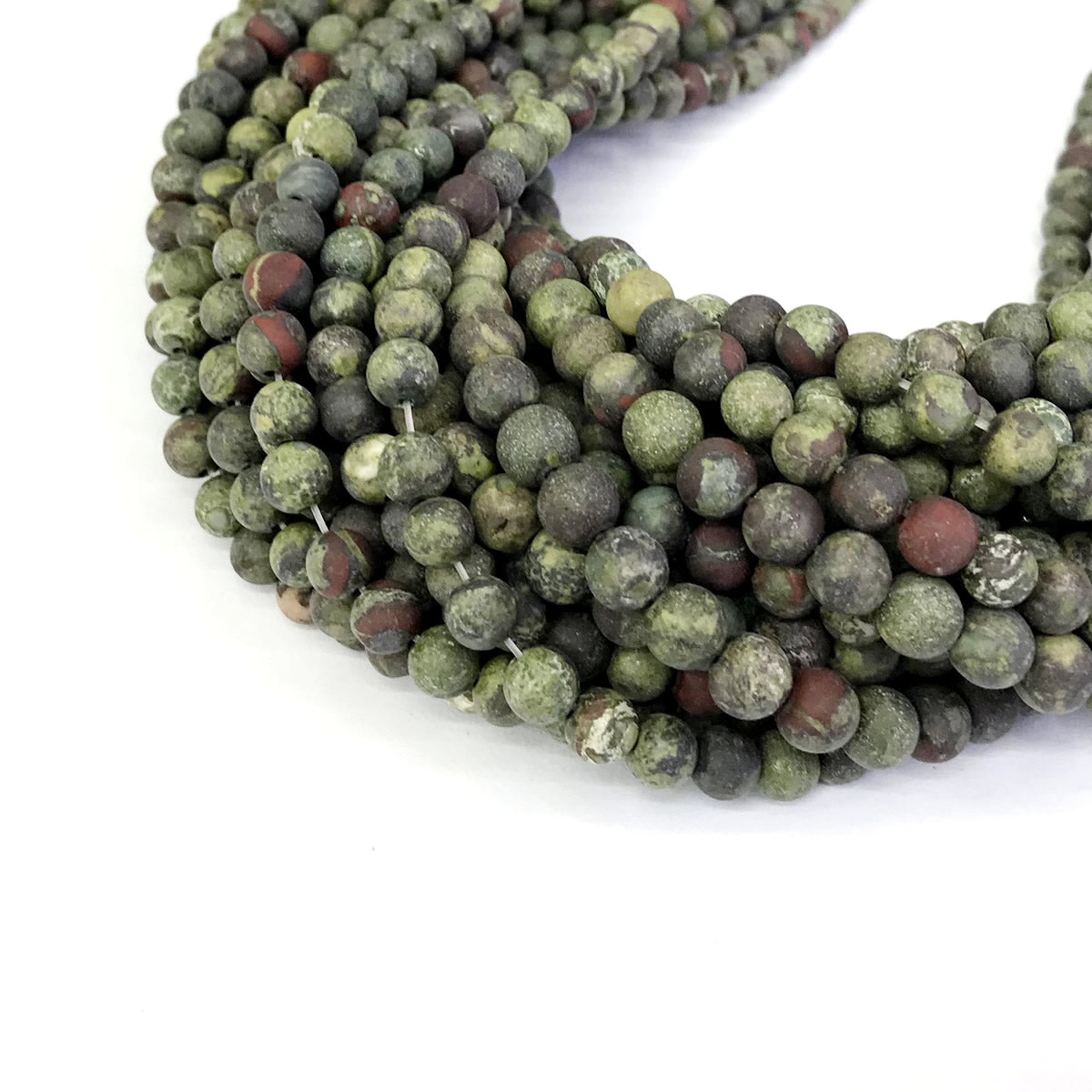 CJP311 Dragon Blood Jasper Beads Matte Round 6mm 15" Strand