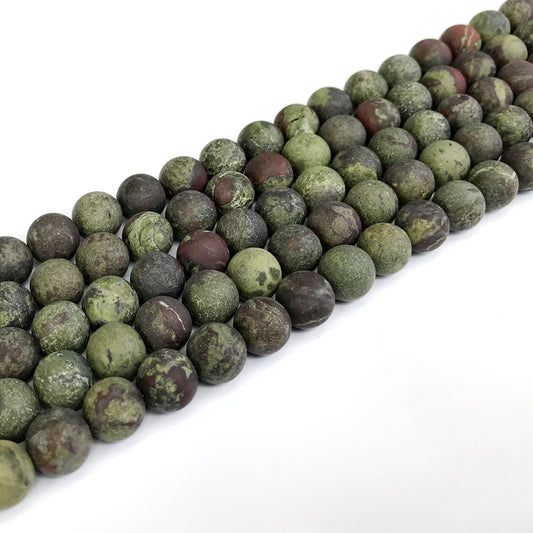 CJP312 Dragon Blood Jasper Beads Matte Round 8mm 15" Strand