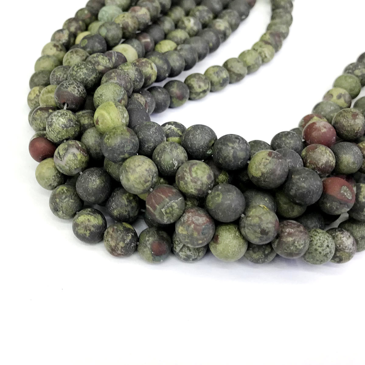 CJP312 Dragon Blood Jasper Beads Matte Round 8mm 15" Strand