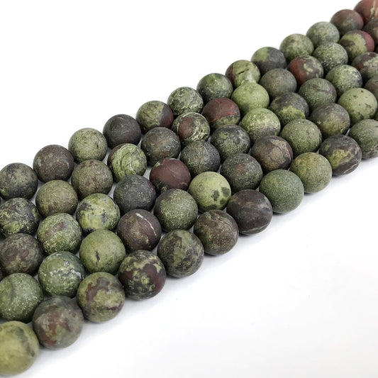 CJP313 Dragon Blood Jasper Beads Matte Round 10mm 15" Strand