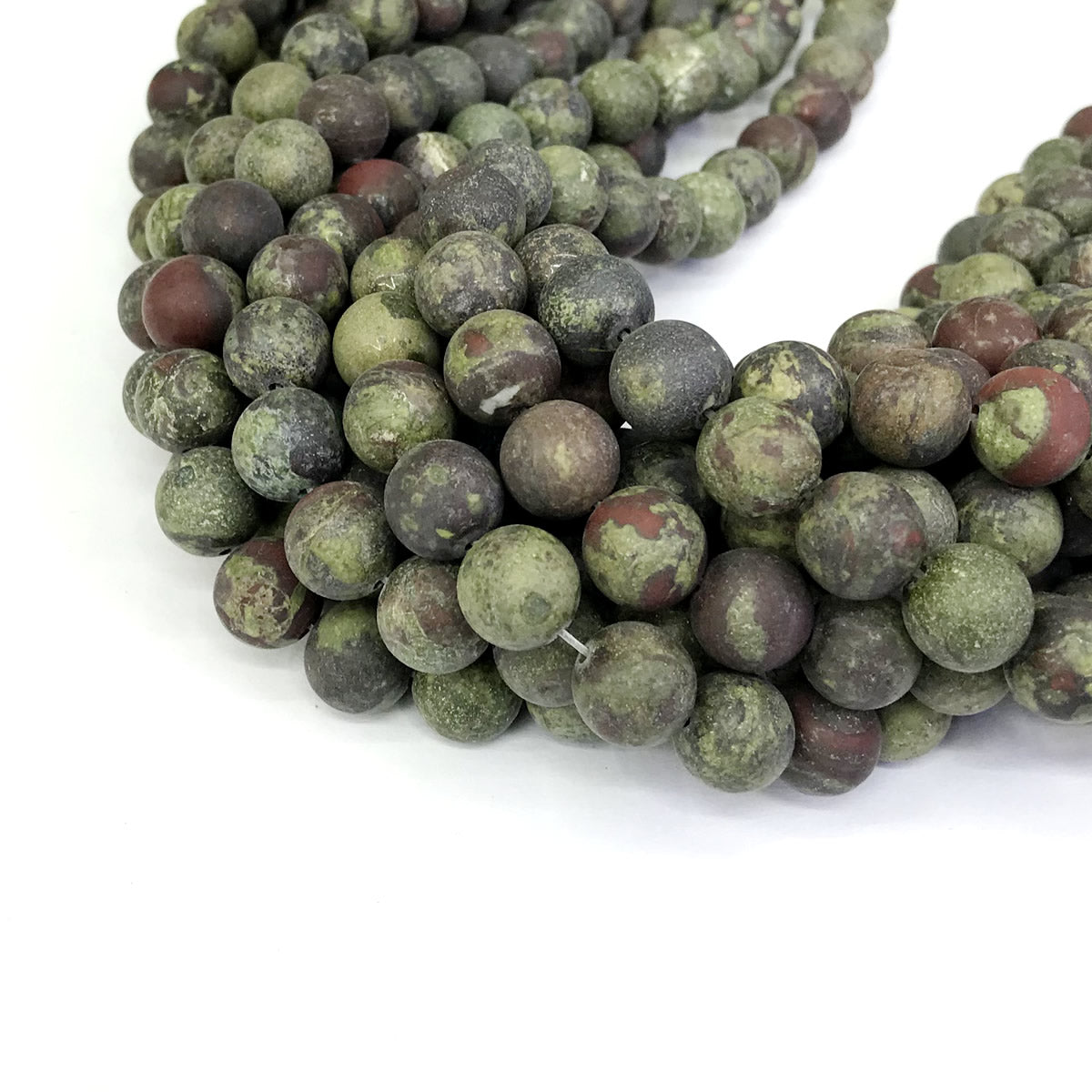 CJP313 Dragon Blood Jasper Beads Matte Round 10mm 15" Strand