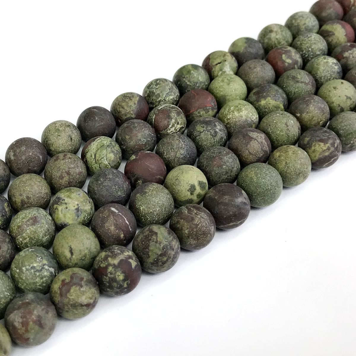 CJP314 Dragon Blood Jasper Beads Matte Round 12mm 15" Strand