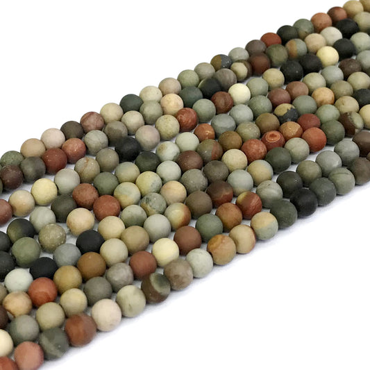 CJP318 American Picture Jasper Beads Matte Round 4mm 15" Strand