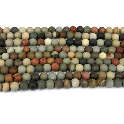 CJP318 American Picture Jasper Beads Matte Round 4mm 15" Strand