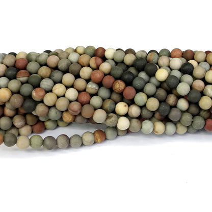 CJP318 American Picture Jasper Beads Matte Round 4mm 15" Strand