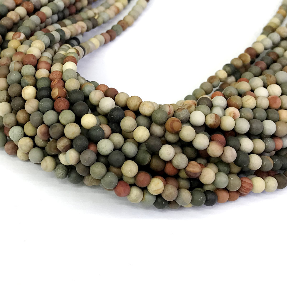 CJP318 American Picture Jasper Beads Matte Round 4mm 15" Strand