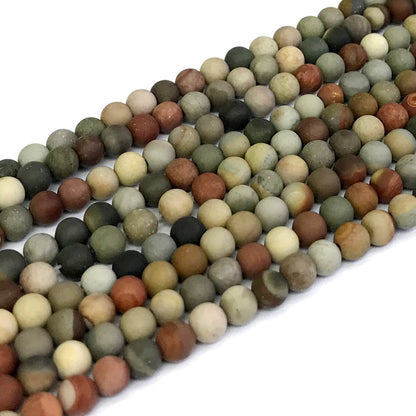 CJP319 American Picture Jasper Beads Matte Round 6mm 15" Strand