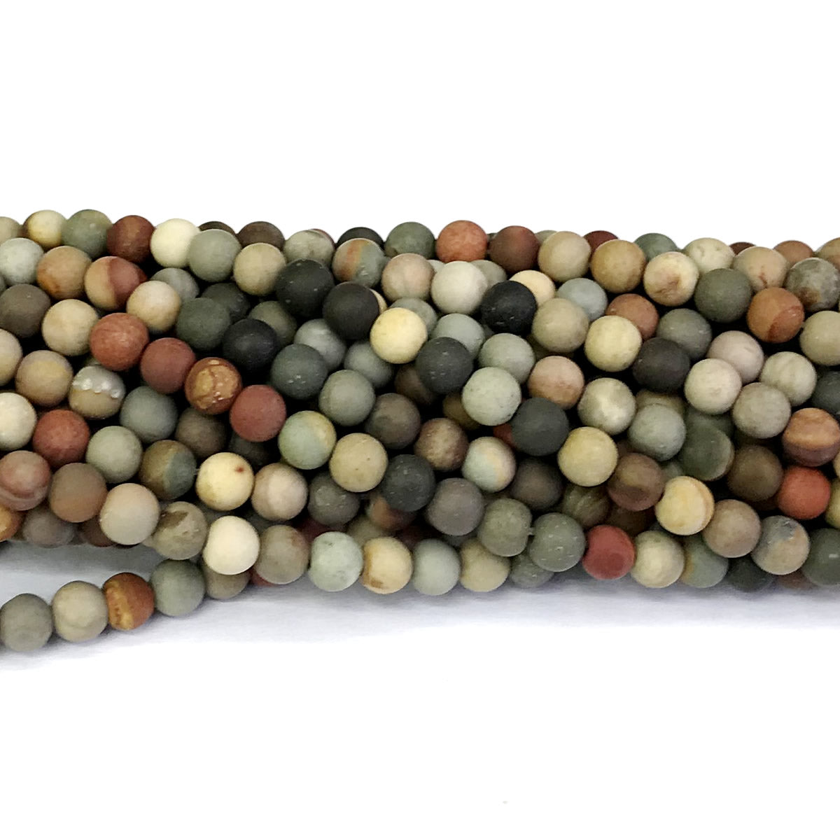 CJP319 American Picture Jasper Beads Matte Round 6mm 15" Strand