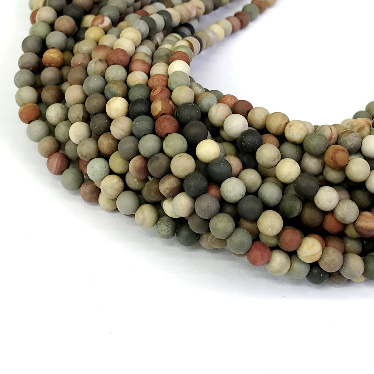 CJP319 American Picture Jasper Beads Matte Round 6mm 15" Strand