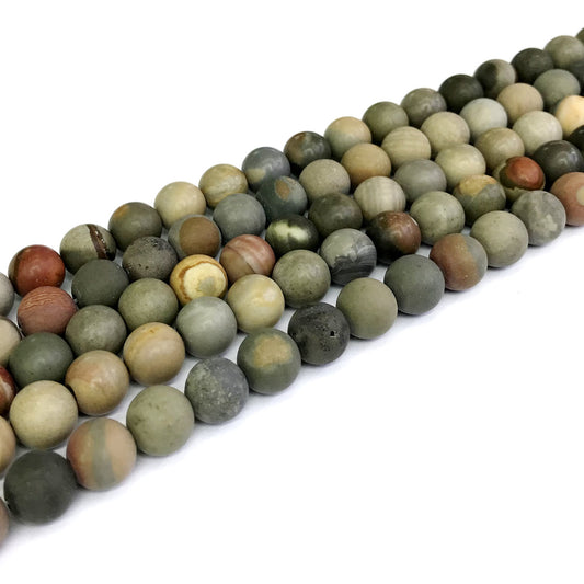 CJP320 American Picture Jasper Beads Matte Round 8mm 15" Strand