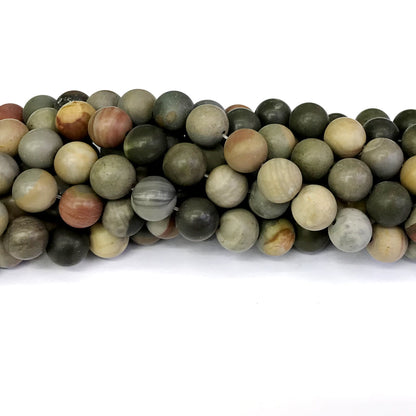 CJP320 American Picture Jasper Beads Matte Round 8mm 15" Strand