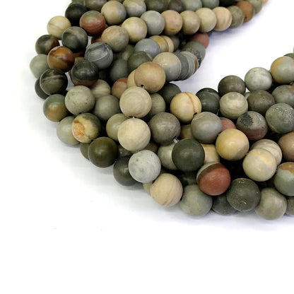 CJP320 American Picture Jasper Beads Matte Round 8mm 15" Strand