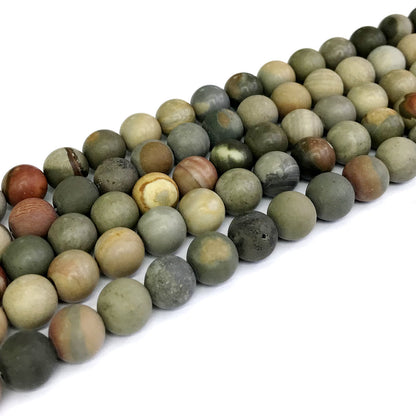 CJP321 American Picture Jasper Beads Matte Round 10mm 15" Strand