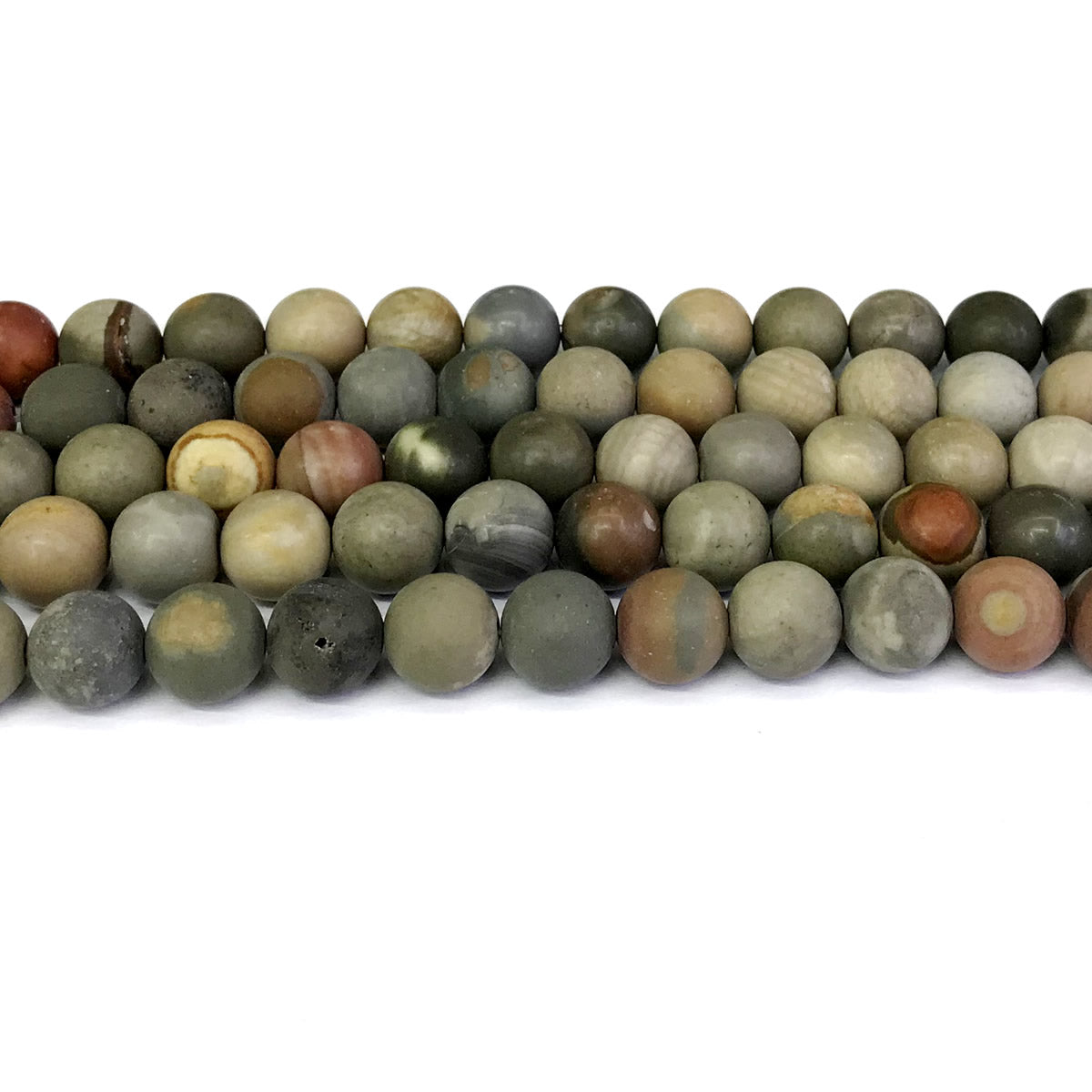 CJP321 American Picture Jasper Beads Matte Round 10mm 15" Strand