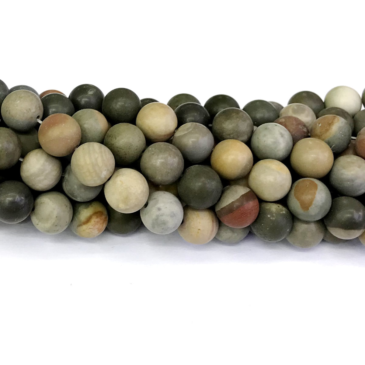 CJP321 American Picture Jasper Beads Matte Round 10mm 15" Strand