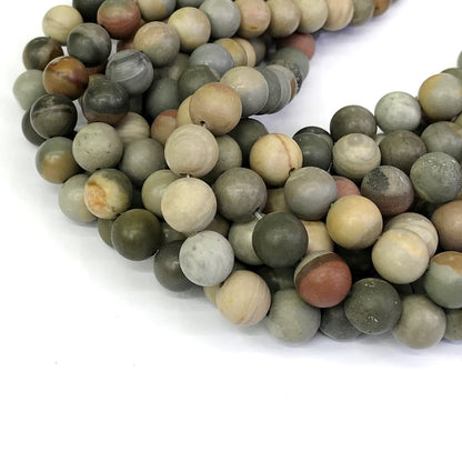 CJP321 American Picture Jasper Beads Matte Round 10mm 15" Strand