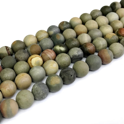 CJP322 American Picture Jasper Beads Matte Round 12mm 15" Strand