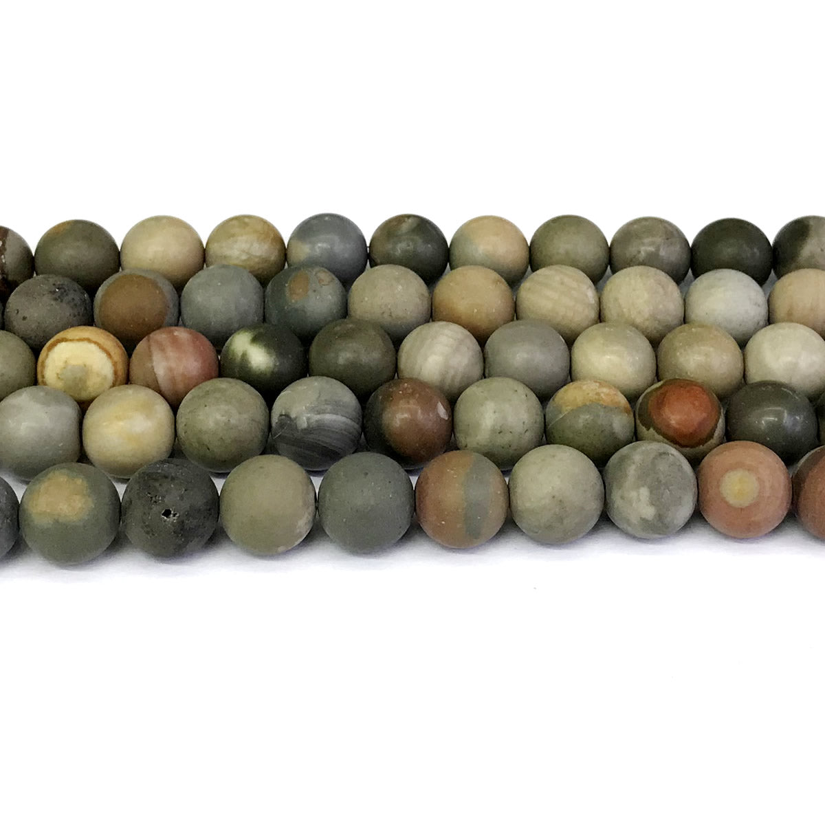 CJP322 American Picture Jasper Beads Matte Round 12mm 15" Strand