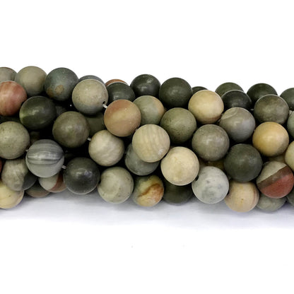 CJP322 American Picture Jasper Beads Matte Round 12mm 15" Strand