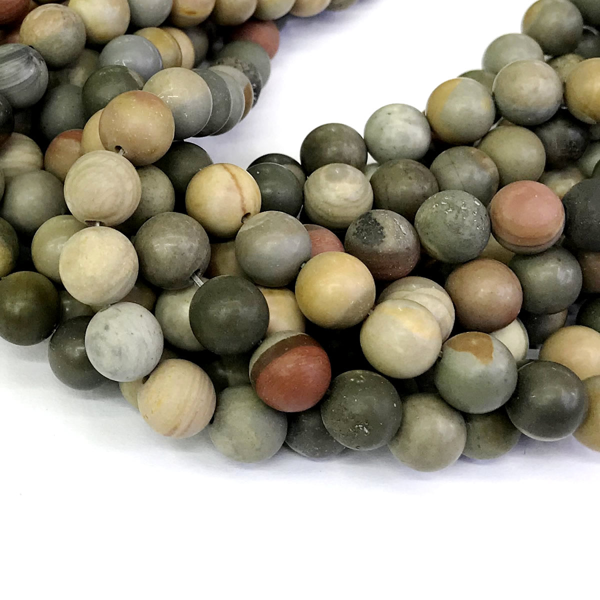 CJP322 American Picture Jasper Beads Matte Round 12mm 15" Strand