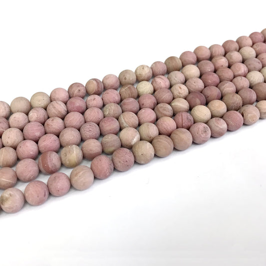 CJP325 Pink Wood Jasper Beads Matte Round 4mm 15" Strand