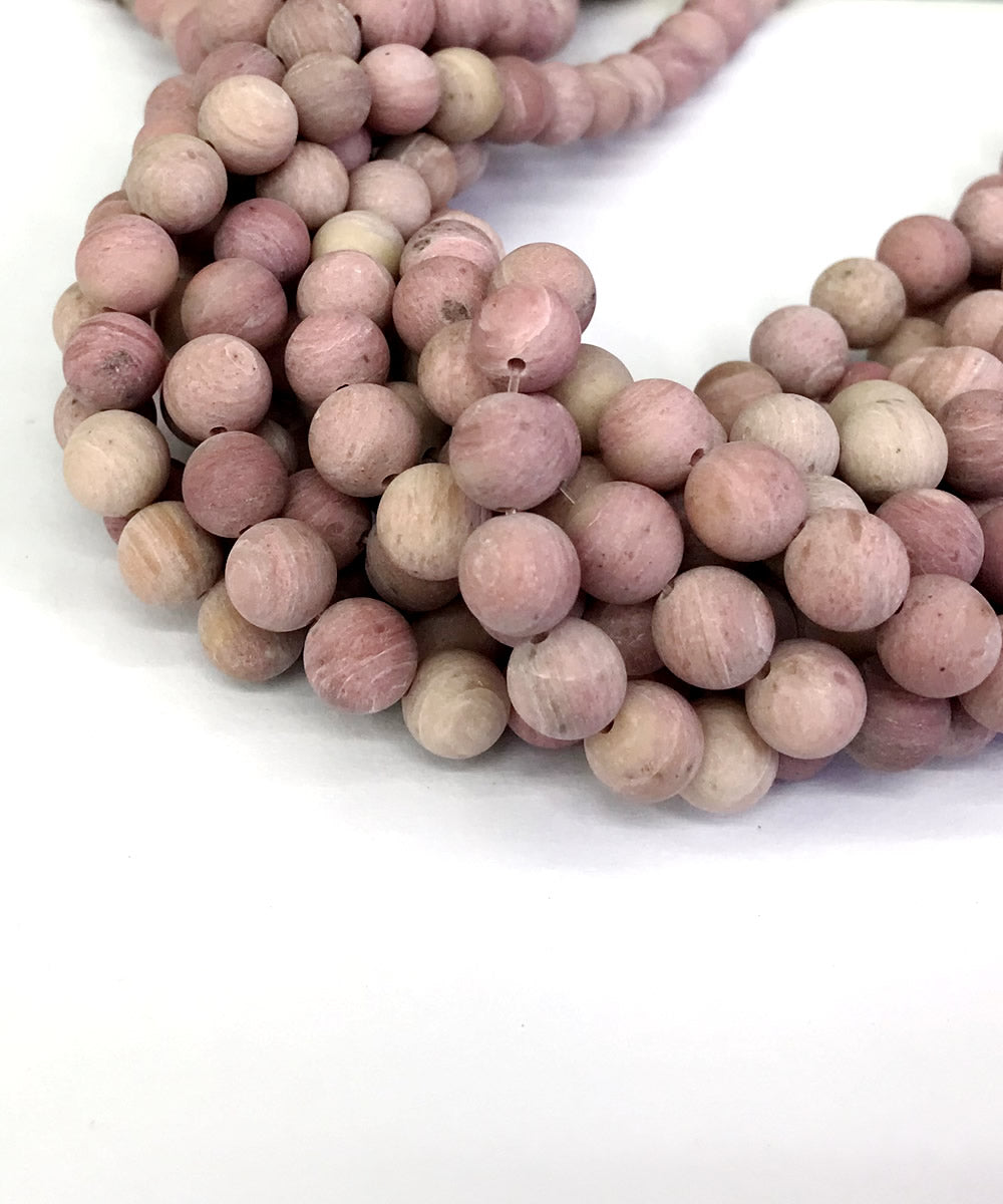 CJP325 Pink Wood Jasper Beads Matte Round 4mm 15" Strand