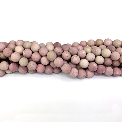 CJP326 Pink Wood Jasper Beads Matte Round 6mm 15" Strand