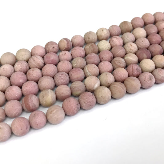 CJP327 Pink Wood Jasper Beads Matte Round 8mm 15" Strand