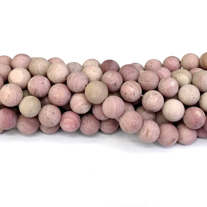 CJP327 Pink Wood Jasper Beads Matte Round 8mm 15" Strand