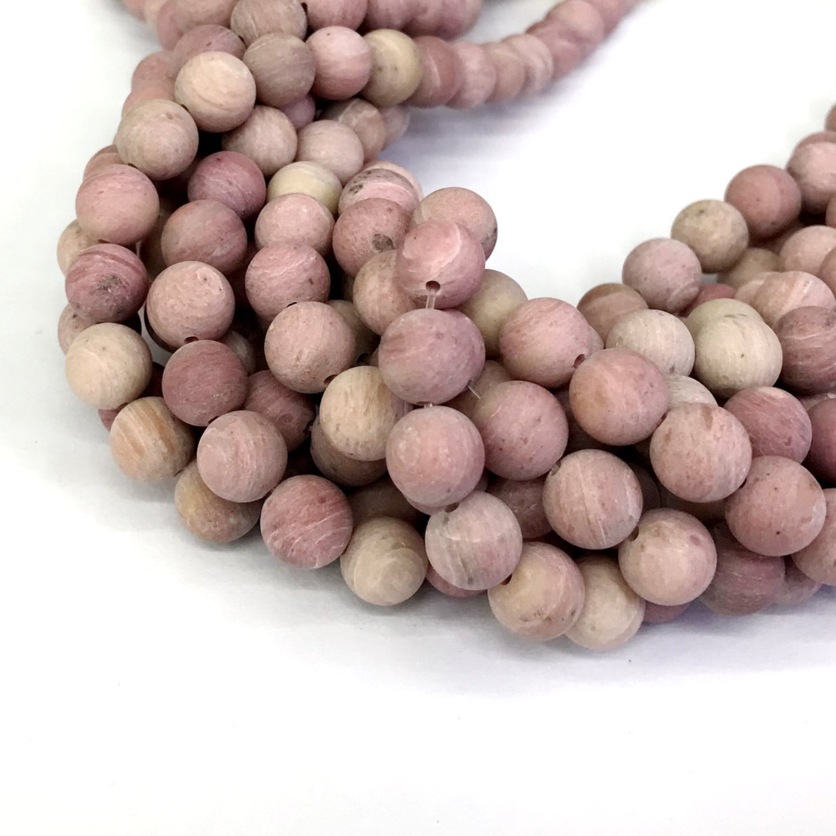 CJP327 Pink Wood Jasper Beads Matte Round 8mm 15" Strand