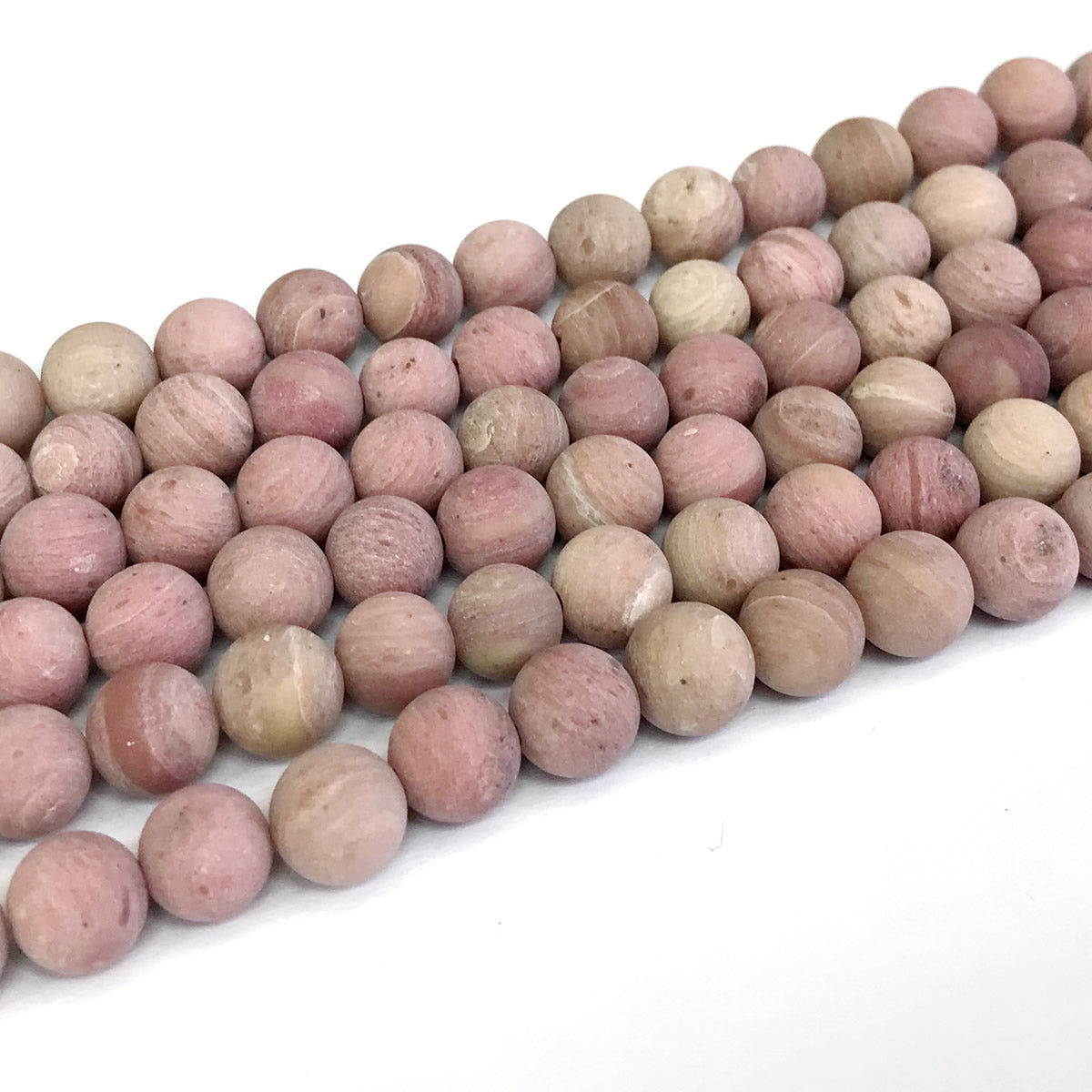 CJP328 Pink Wood Jasper Beads Matte Round 10mm 15" Strand